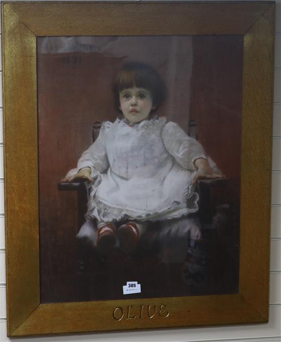 Annie Withers, pastel, portrait of Olive as a child, signed and dated 1891, 75 x 58cm